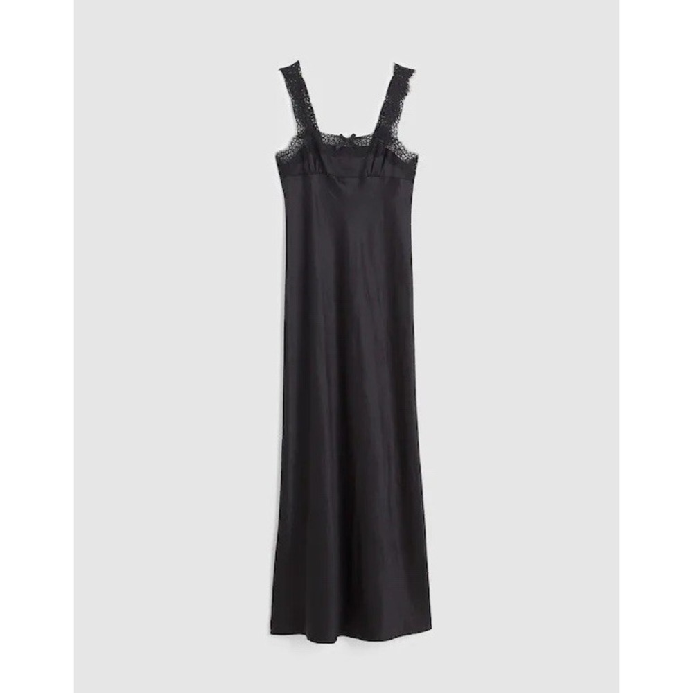 ALEXA CHUNG X MADEWELL Women's Courtney SATIN SLIP DRESS Black SIZE 2 New